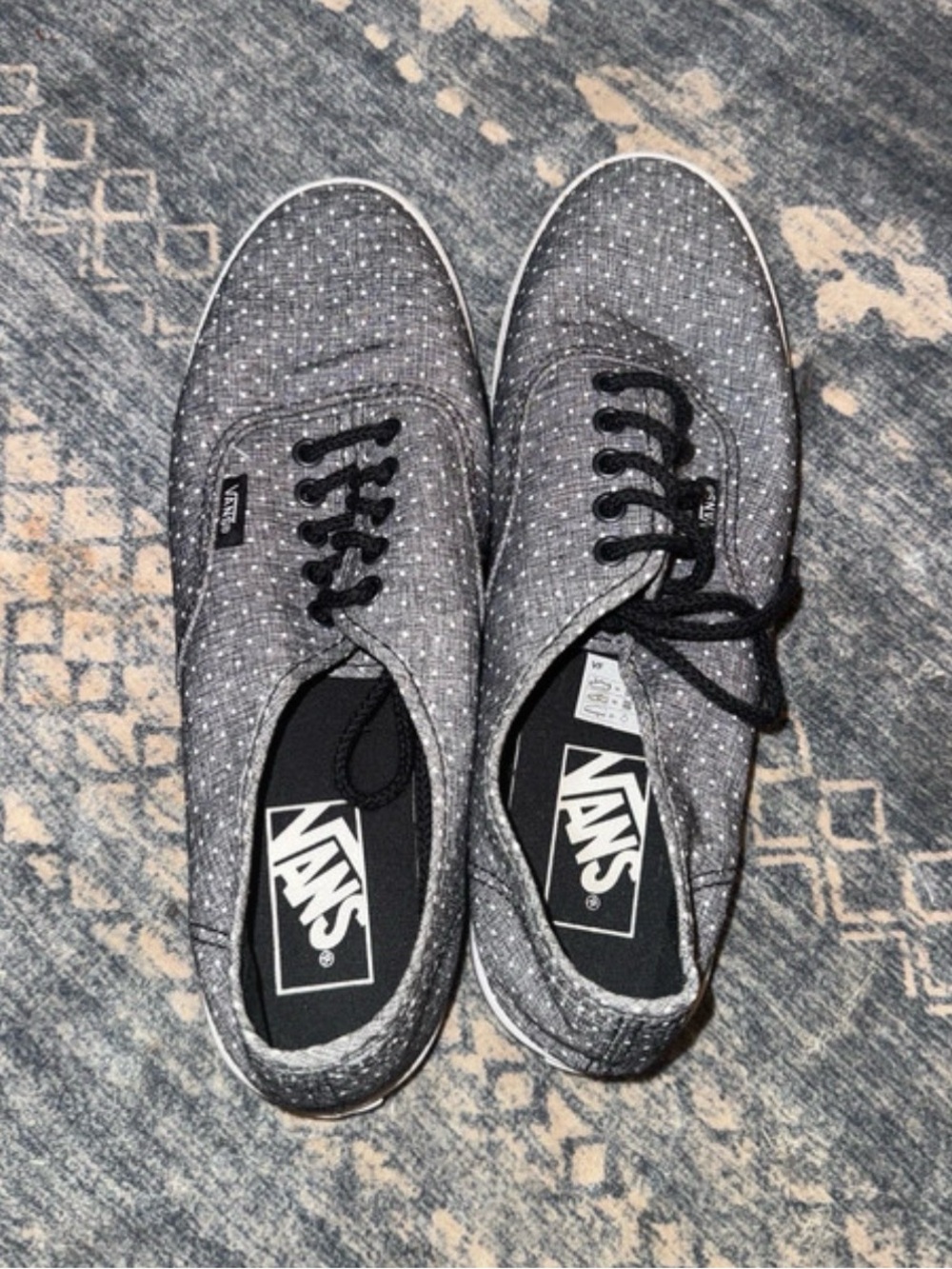 Vans Women's Gray Dot-Pattern Lace-Up Sneakers